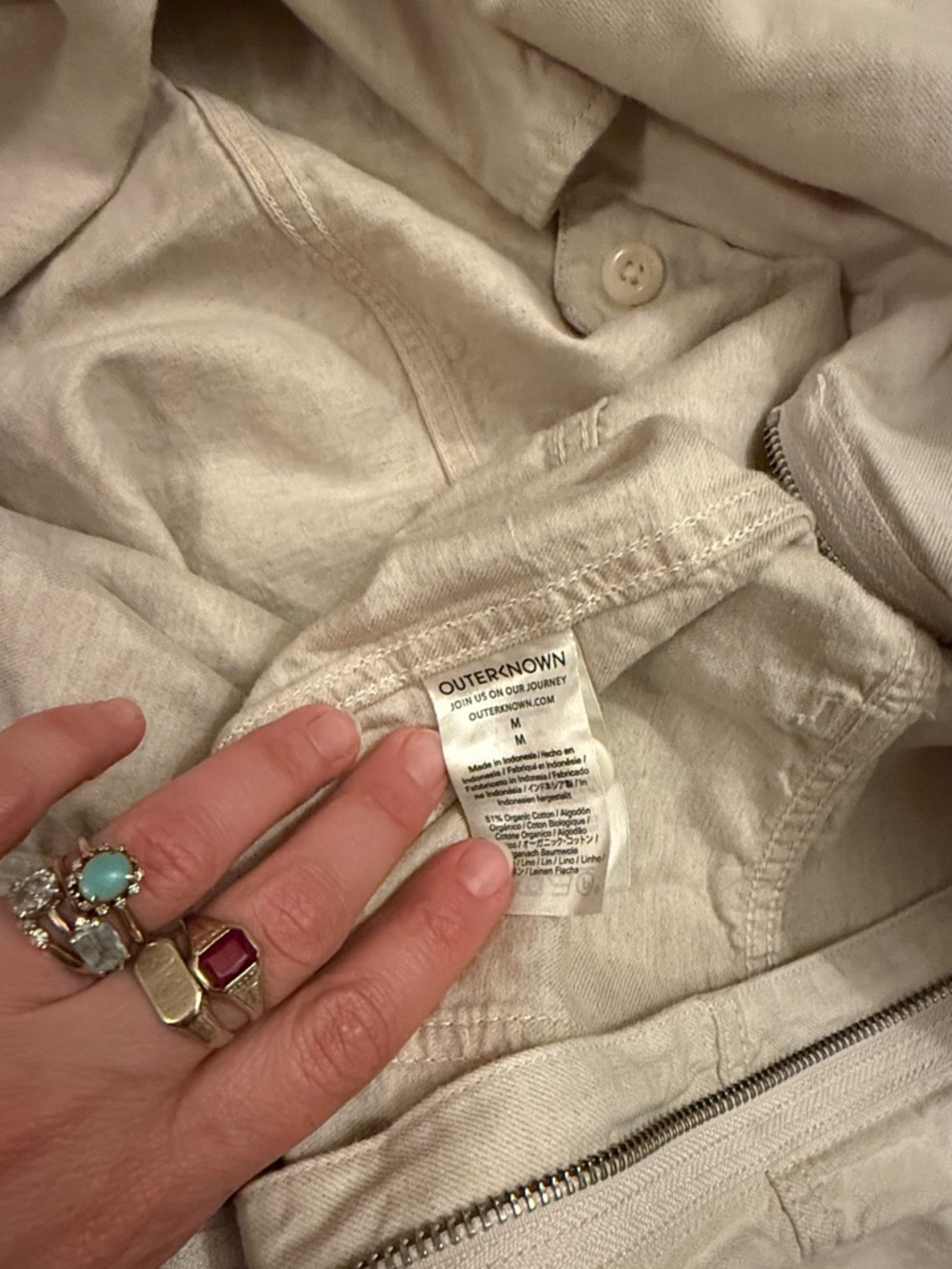 Outerknown Beige Utility Jacket with Front Zipper - Picture 3 of 4